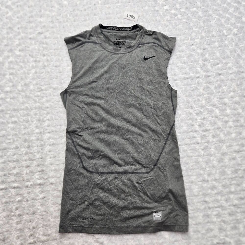 Nike Compression Sleeveless Shirt Pro Combat Dri-FIT Mens L Gray Stretch